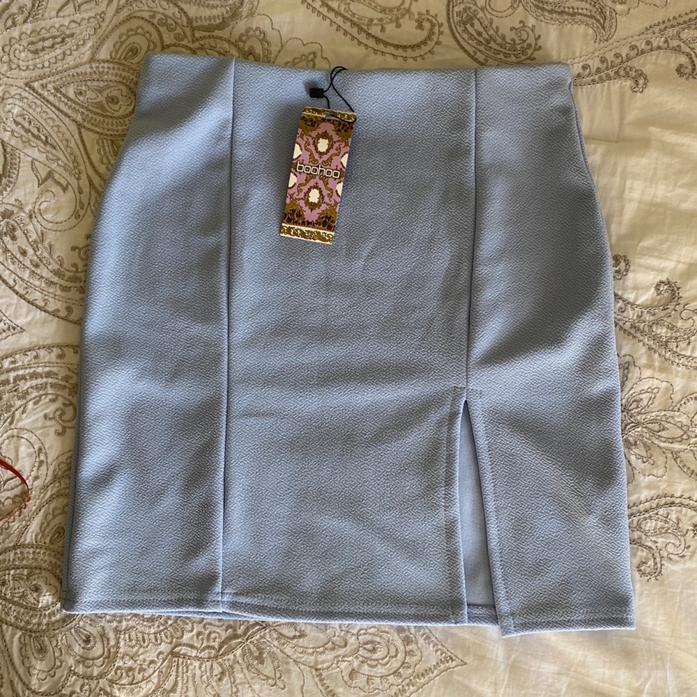 Carolina Blue Pull On Mini Skirt